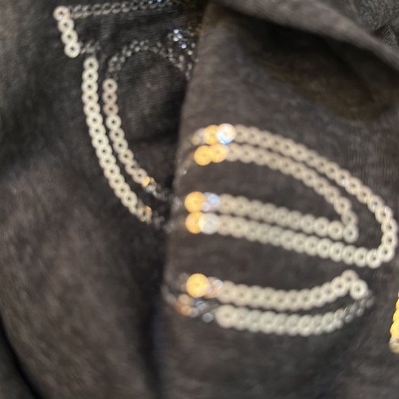 Charcoal grey Bebe cropped boxy short sleeve top with sequence bling lettering - Picture 8 of 8